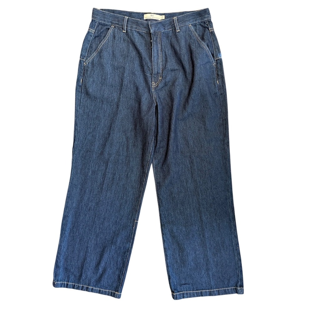 Rebecca Minkoff High Rise Pleated Wide Leg Trouser Jeans Dark Wash 14